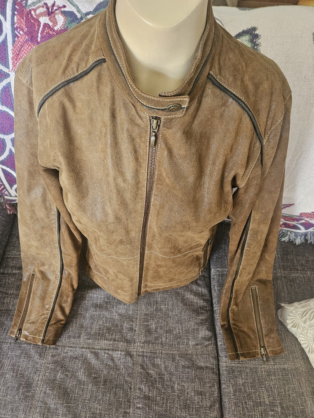 Bod & Christensen Brown Leather Moto Jacket. 19ptp